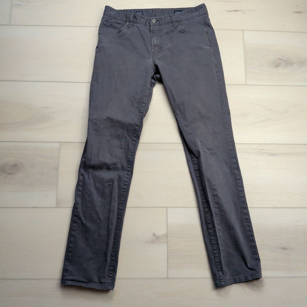 7 Diamonds Pants Mens 30x32 Clifton Slim Straight‎ 5-Pocket Gray Stretch Sateen